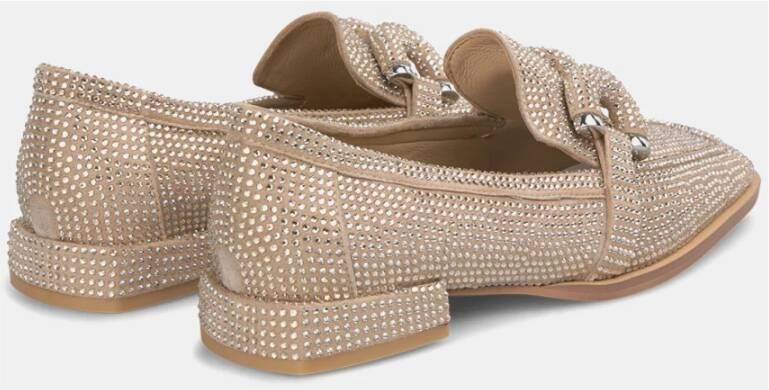 Alma en Pena Mocassin bedekt met glitter Brown Dames