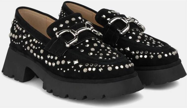 Alma en Pena Mocassin met platform studs Black Dames