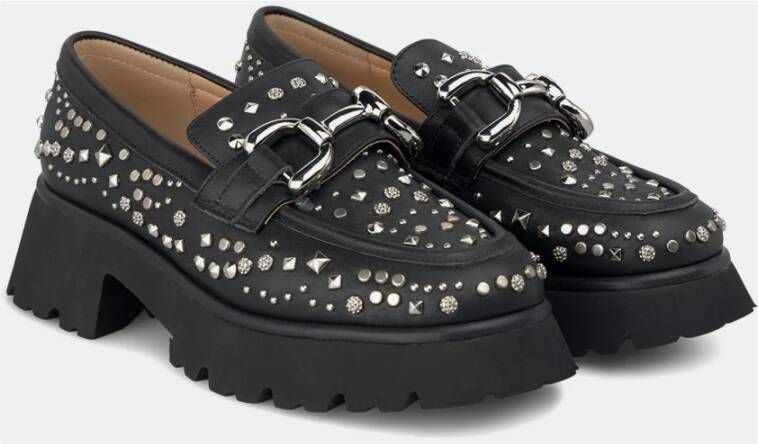 Alma en Pena Mocassin met platform studs Black Dames