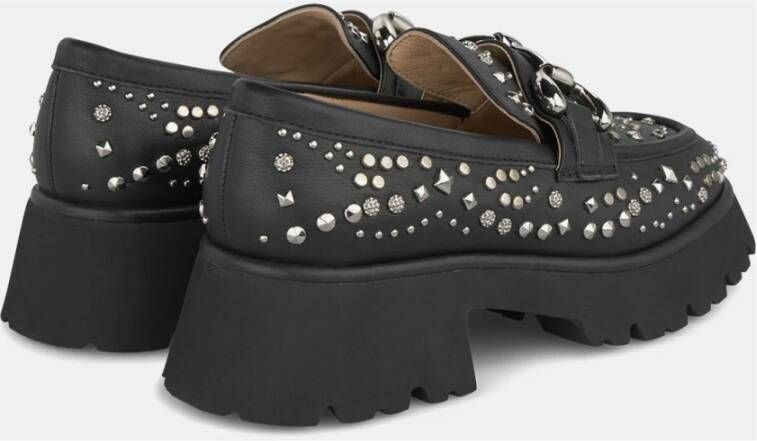 Alma en Pena Mocassin met platform studs Black Dames