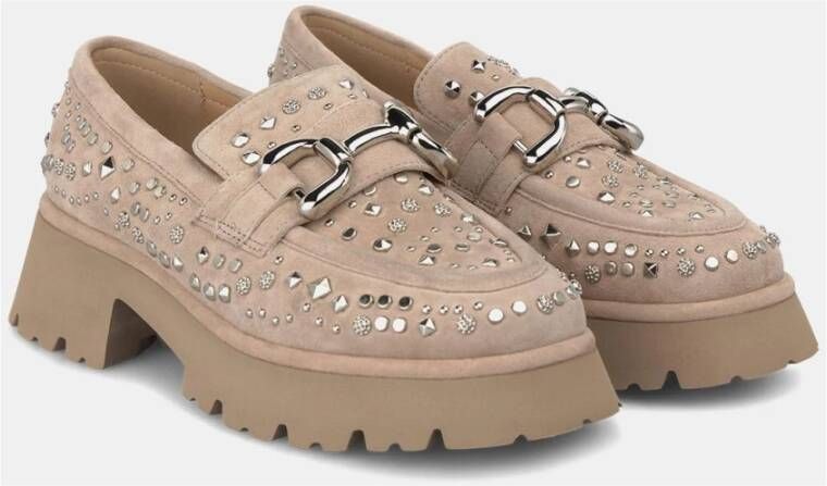 Alma en Pena Mocassin met platform studs Brown Dames