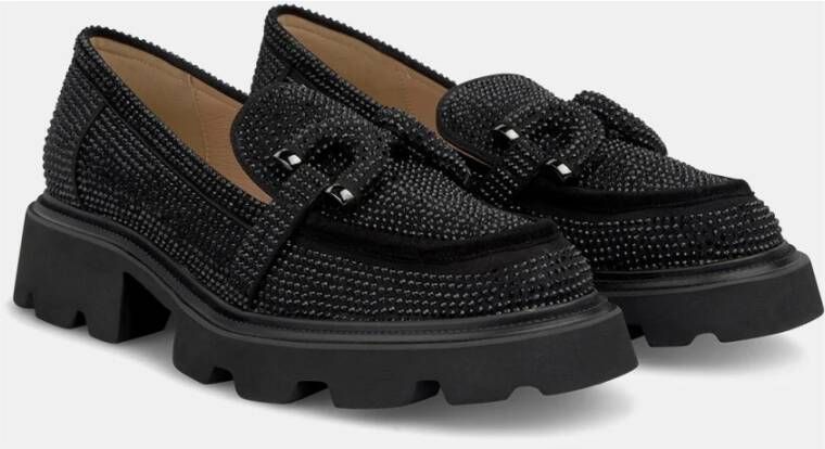 Alma en Pena Mocassin zoolspoor glitter Black Dames