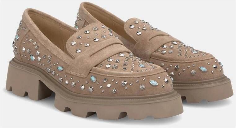 Alma en Pena Moccasin studs track sole Brown Dames