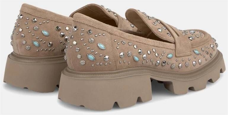 Alma en Pena Moccasin studs track sole Brown Dames