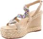 Alma en Pena Glitter Sleehak Sandaal met Vlechtdetail Beige Dames - Thumbnail 58