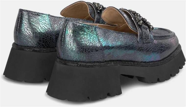 Alma en Pena Plateau loafer met strass Blue Dames