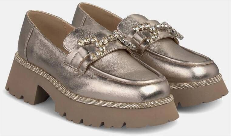 Alma en Pena Plateau loafer met strass Gray Dames