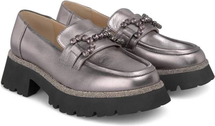 Alma en Pena Plateau loafer met strass Gray Dames