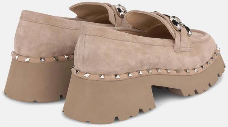 Alma en Pena Plateau loafer met studs Brown Dames