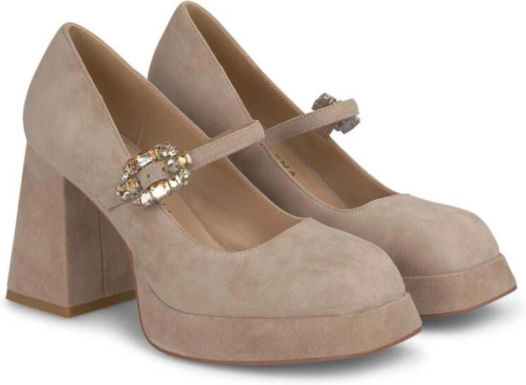 Alma en Pena Plateau schoen gesp strass Beige Dames