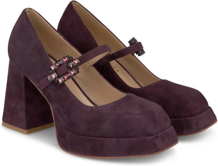 Alma en Pena Plateau schoen gesp strass Purple Dames