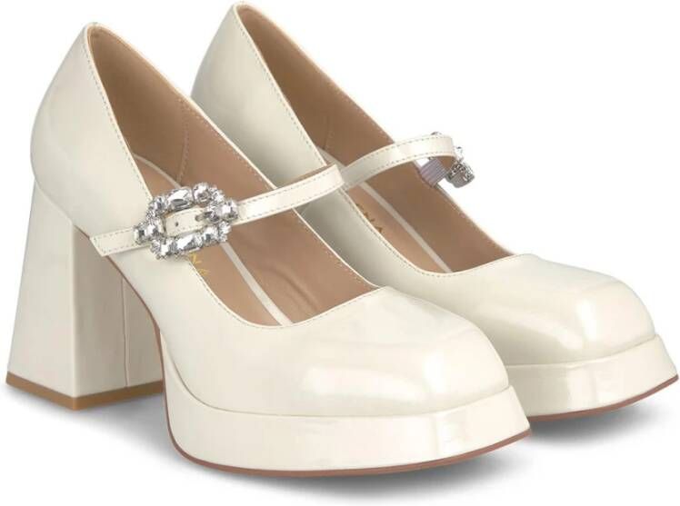 Alma en Pena Plateau schoen gesp strass White Dames