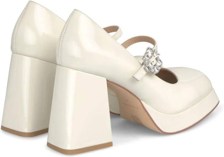 Alma en Pena Plateau schoen gesp strass White Dames