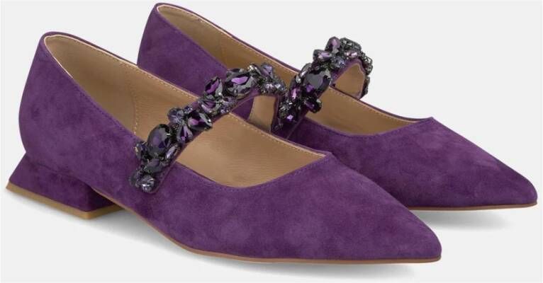 Alma en Pena Platte ballerina met strass band Purple Dames