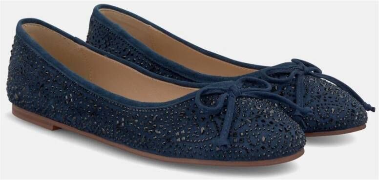 Alma en Pena Platte ballerina met strass Blue Dames