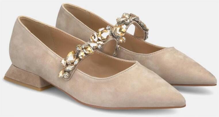 Alma en Pena Platte ballerina met strassband Beige Dames