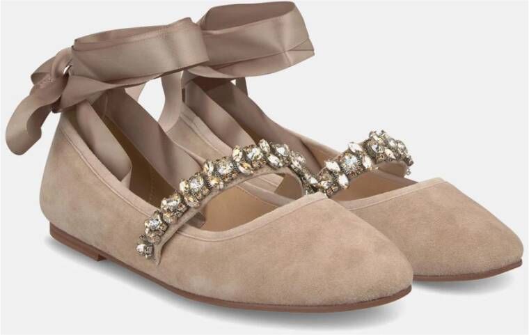 Alma en Pena Platte ballerina met strik Beige Dames