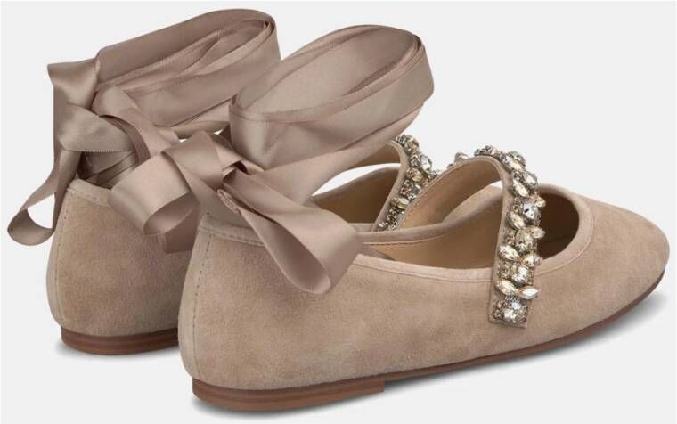 Alma en Pena Platte ballerina met strik Beige Dames