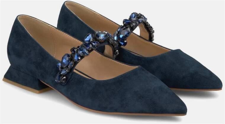 Alma en Pena Platte ballerina schoenen met strass band Blue Dames