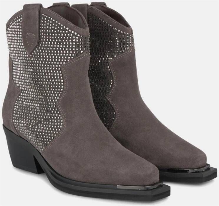 Alma en Pena Platte enkellaars met glitterdetail Gray Dames