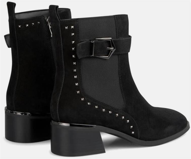 Alma en Pena Platte enkellaars met studs Black Dames