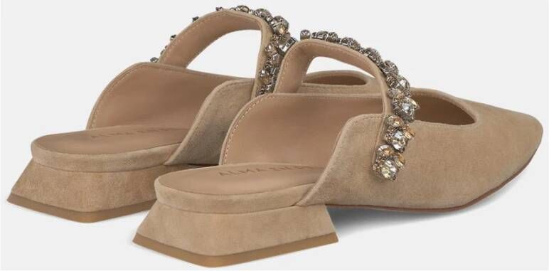 Alma en Pena Platte Rhinestone Strap Schoen Beige Dames