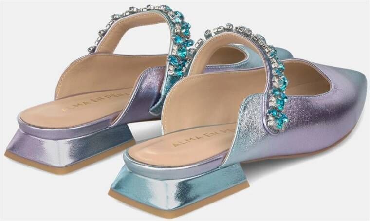 Alma en Pena Platte Rhinestone Strap Schoen Blue Dames