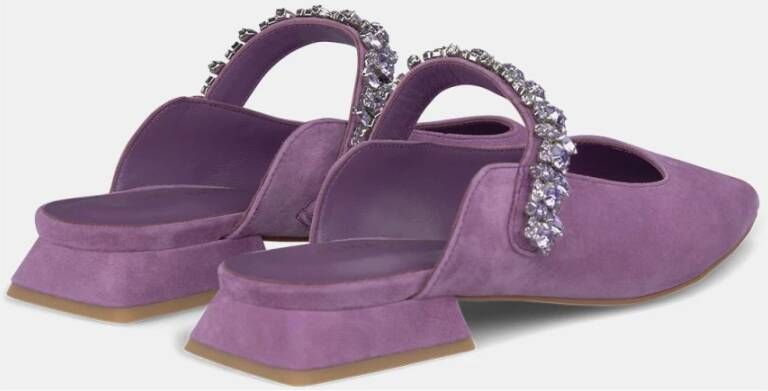 Alma en Pena Platte Rhinestone Strap Schoen Purple Dames