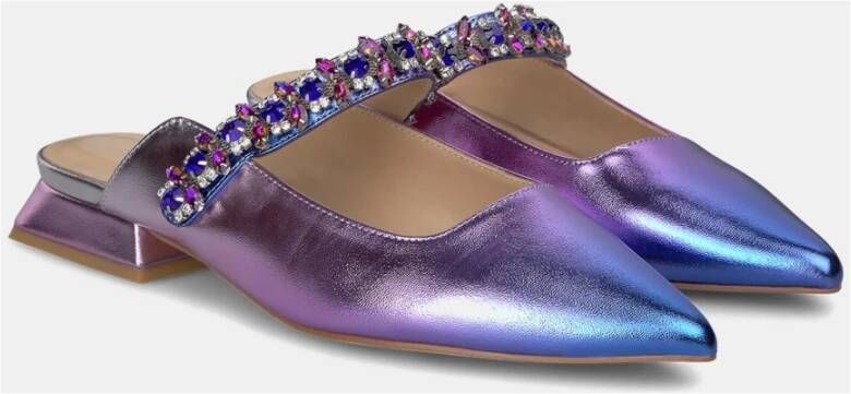 Alma en Pena Platte Rhinestone Strap Schoen Purple Dames