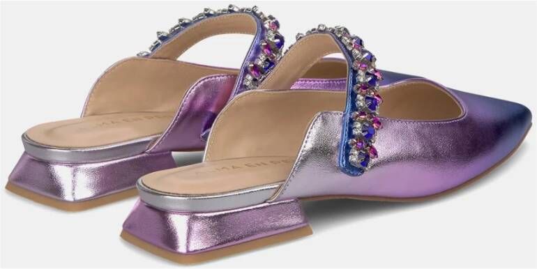 Alma en Pena Platte Rhinestone Strap Schoen Purple Dames