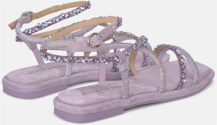 Alma en Pena Platte sandaal met gevlochten strass Purple Dames