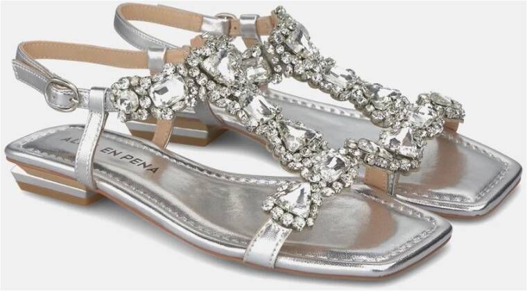 Alma en Pena Platte sandaal met strass Gray Dames