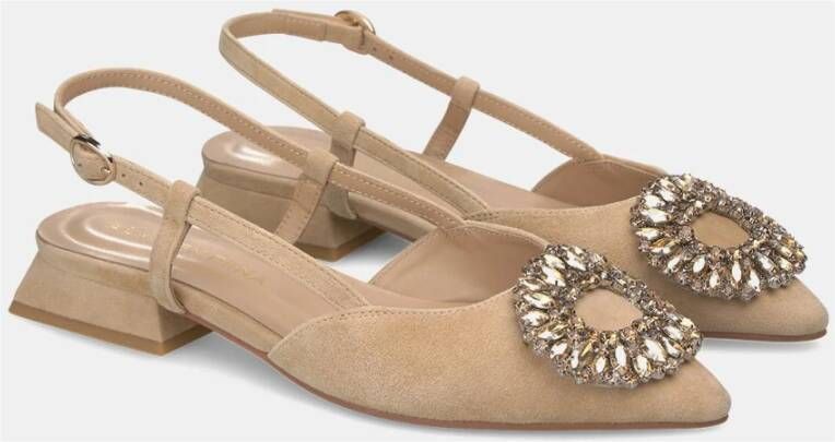 Alma en Pena Platte Schoen Broche Beige Dames