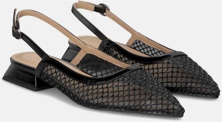 Alma en Pena Platte schoen met mesh en strass Black Dames