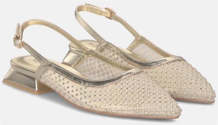 Alma en Pena Platte schoen met mesh en strass Yellow Dames