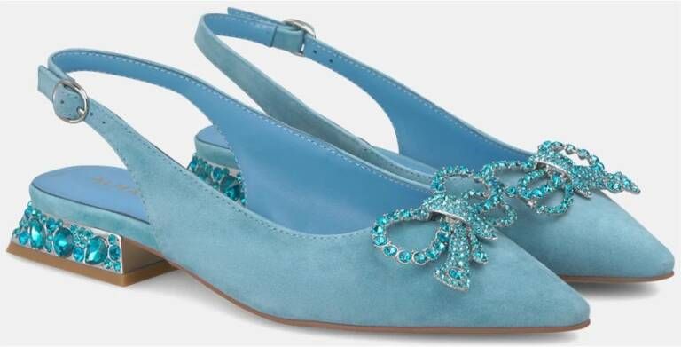 Alma en Pena Platte schoen met strass hiel Blue Dames