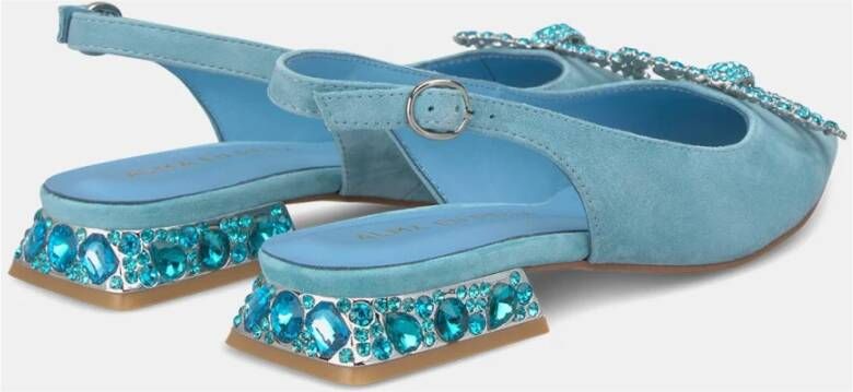 Alma en Pena Platte schoen met strass hiel Blue Dames