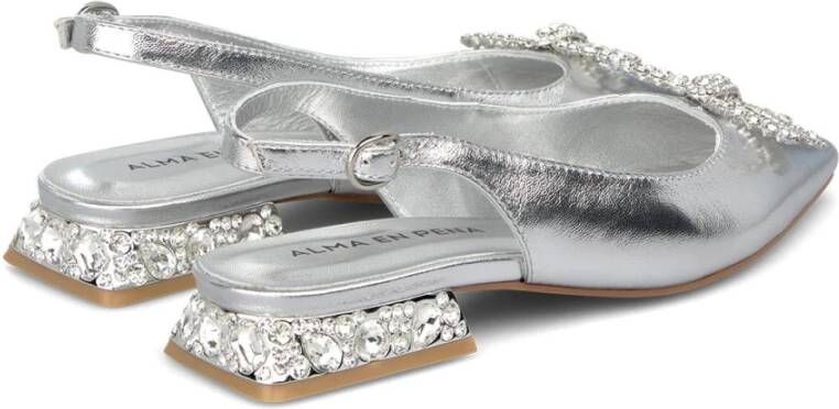 Alma en Pena Platte schoen met strass hiel Gray Dames