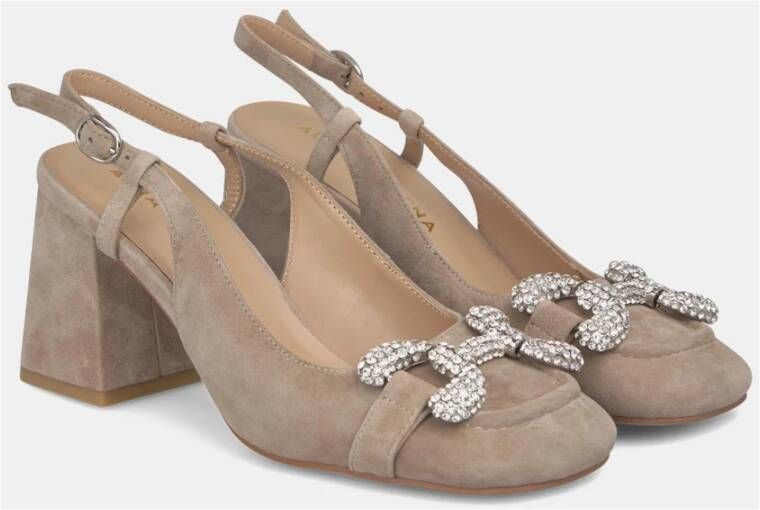 Alma en Pena Platte schoenen met vierkante hak Beige Dames