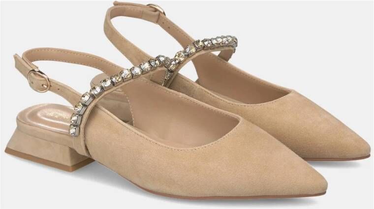 Alma en Pena Platte Slingback Schoen met Kristallen Beige Dames