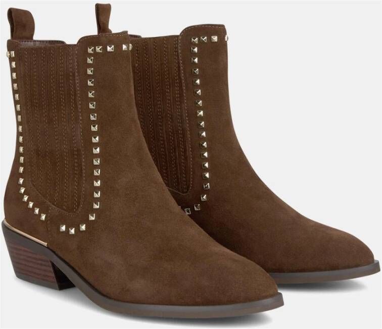 Alma en Pena Platte studs bootie Brown Dames