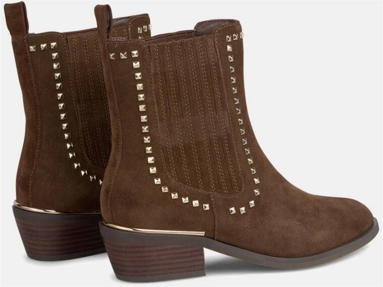 Alma en Pena Platte studs bootie Brown Dames