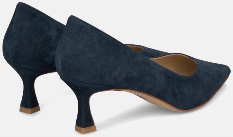 Alma en Pena Puntige Neus Middelhoge Leren Schoen Blue Dames