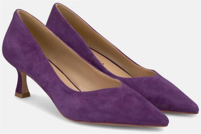 Alma en Pena Puntige Neus Middelhoge Leren Schoen Purple Dames