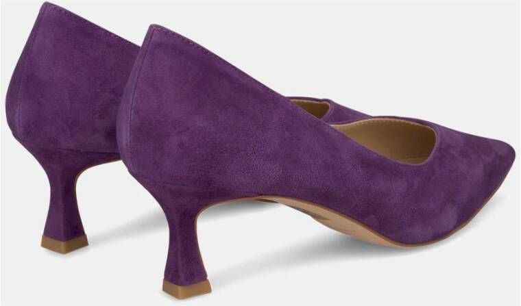 Alma en Pena Puntige Neus Middelhoge Leren Schoen Purple Dames