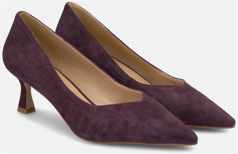 Alma en Pena Puntige Neus Middelhoge Leren Schoen Purple Dames