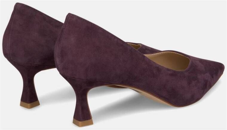 Alma en Pena Puntige Neus Middelhoge Leren Schoen Purple Dames