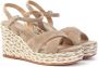 Alma en Pena Rafia Wedge Sandaal Beige Dames - Thumbnail 2