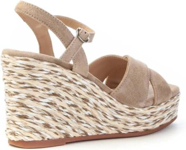 Alma en Pena Rafia Wedge Sandaal Beige Dames