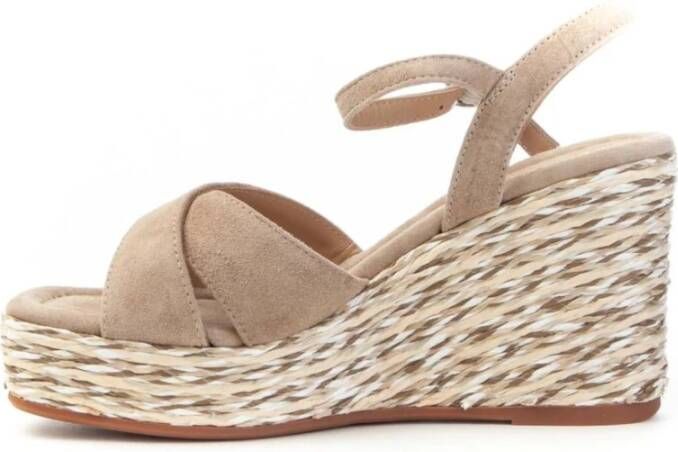 Alma en Pena Rafia Wedge Sandaal Beige Dames